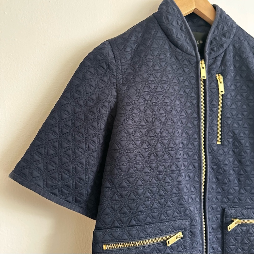 J. Crew Navy Quilted Short Sleeve Blazer - Picture 3 of 9